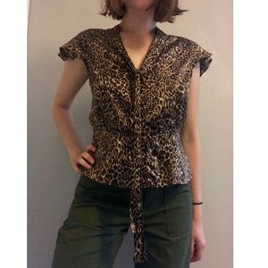 Vintage animal print button up blouse